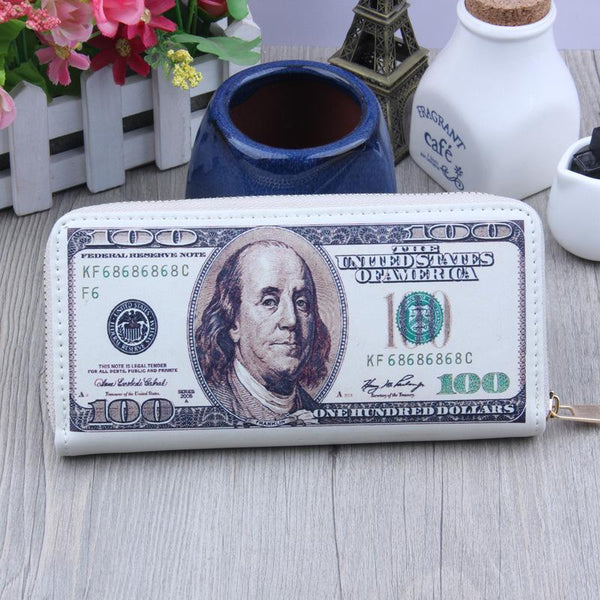 3D Dollar Money Zip Long Wallet