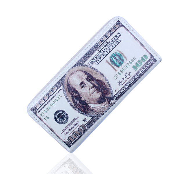 3D Dollar Money Zip Long Wallet