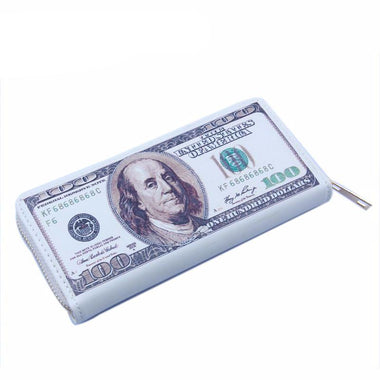 3D Dollar Money Zip Long Wallet
