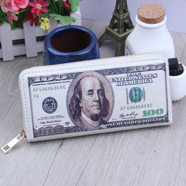 3D Dollar Money Zip Long Wallet