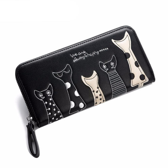 Cartoon Cat Zip Long Wallet