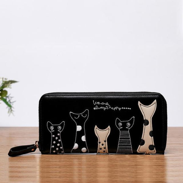 Cartoon Cat Zip Long Wallet