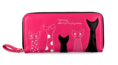 Cartoon Cat Zip Long Wallet