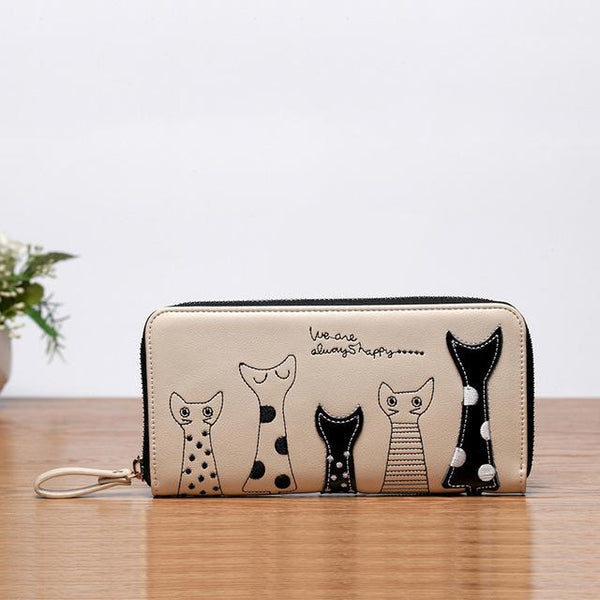 Cartoon Cat Zip Long Wallet